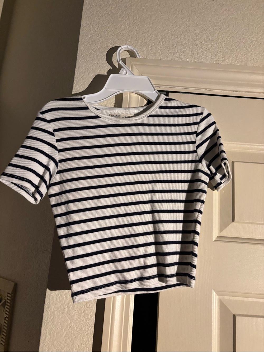 pull & bear stripped crop top